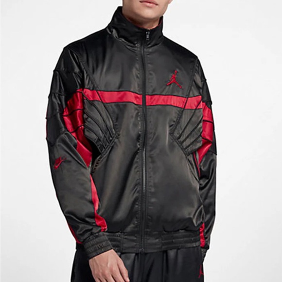 Vintage Jordan Sport wear AJ Satin Black and Red Jacket - Picture 1 of 14